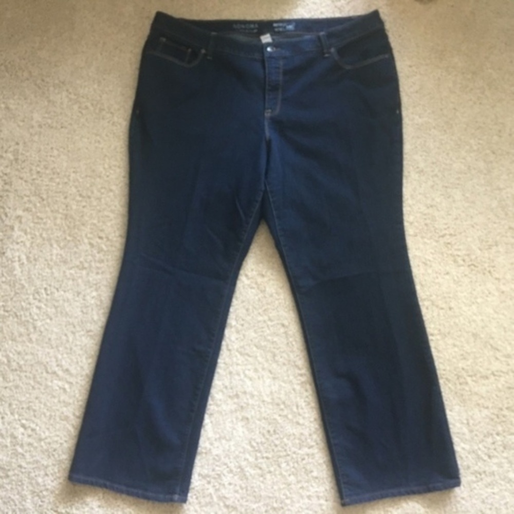Woman Within Dark Blue Stretch Bootcut Jeans